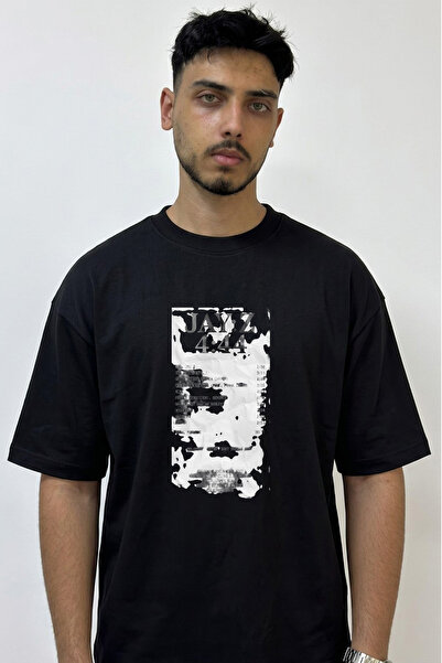 Anetos Jay Z 4 44 Design Printed Oversize Black T-Shirt