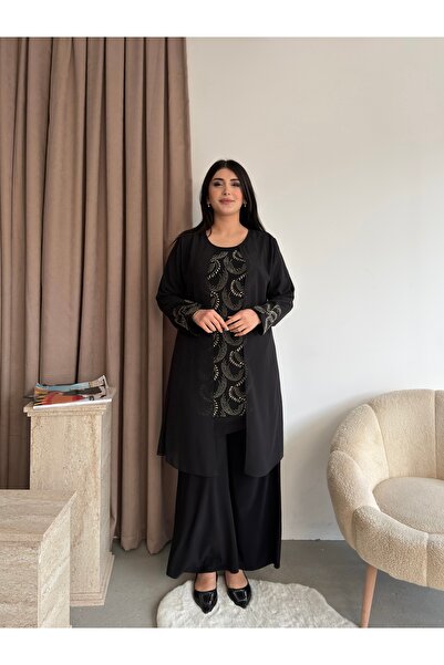 Missrosemoon Yeni Sezon Tesettür 3’lü Takım – Taş detaylı, Tunik ve Pantolon ...