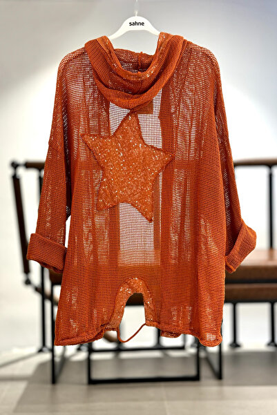 sahnemoda Star embossed hooded mesh imported jacket