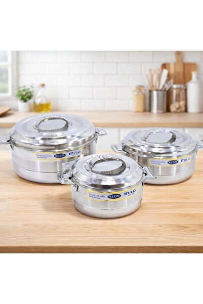 laverahome Rim 3-Piece Food Container Set - Stainless Steel - Easy to Use |