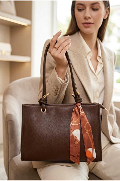 MİYA Women's Stylish Suede Shoulder Bag with Shawl Detail