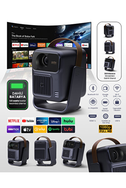 wanbo ToGo Pro Android TV 14 Taşınabilir,Bataryalı Full HD 500 ANSI Dahili st...