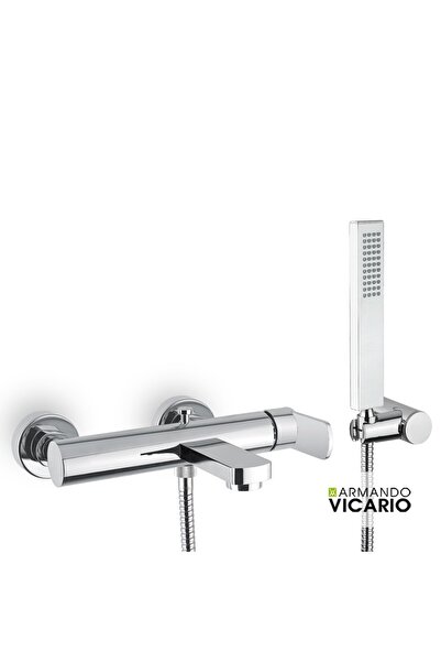 ARMANDO VICARIO Glam Chrome Μπαταρία Λουτρού Με Τηλέφωνο Και Επίτοιχο Στήριγμ...