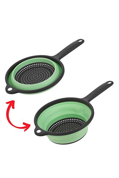 Z Store Collapsible Strainer, Green Mint & Grey, 19cm Handle