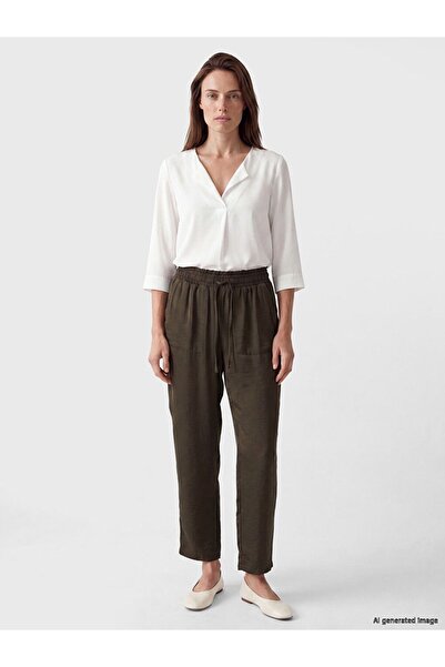 LC Waikiki Lcw Grace Khaki Elastic Waist Women's Trousers