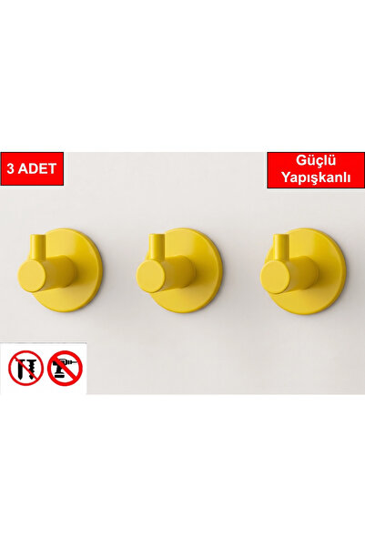 andela 3 adet Yuvarlak Plastik Güçlü Yapışkanlı Kancalı Çok Amaçlı Askılık Sa...