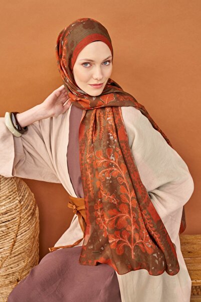 Silk Home Riva Shawl Tencel Spring Blossoms Orange