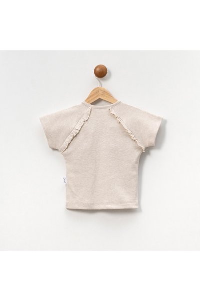 Dadamama Girl's 100% Cotton Ruffle T-Shirt