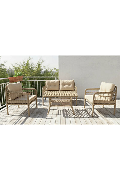 adımshops Galvaniz Gövdeli 2+1+1+masa Rattan Bahçe Balkon Mobilyası, Bahçe Ta...