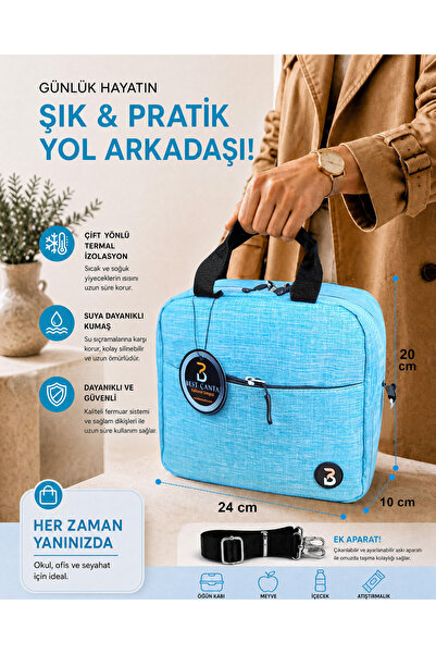 Best EliteCool+ Termal Sıcak/Soğuk Beslenme ve Soğutucu Kadın Ofis Yemek Çantası (Cam Göbeği-Keten)