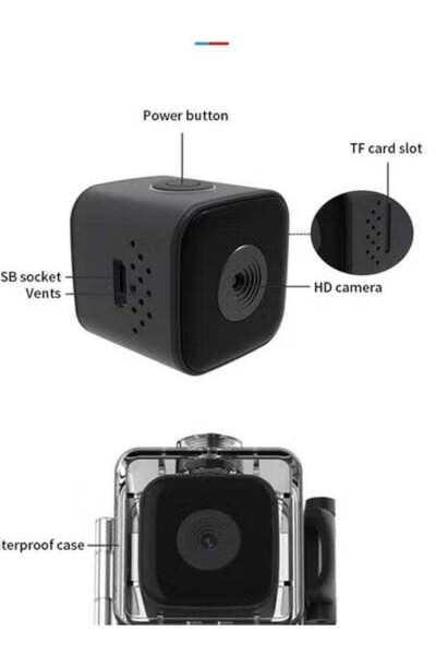 Generic SQ28 Mini Action Camera, 1080P HD Security Camera with Night Vision Waterproof Design