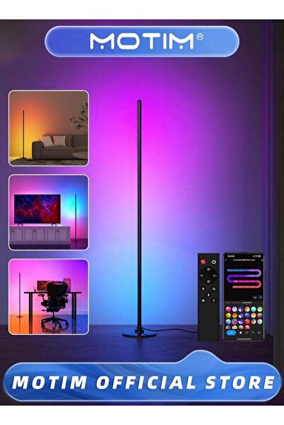 MOTIM مصباح أرضي للزاوية مع قاعدة، مصباح زاوية LED RGB مع جهاز تحكم عن بعد، م...