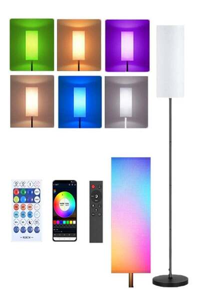 DMG TECH مصباح أرضي حديث بتقنية LED مع غطاء من الكتان، مصباح أنيق عالي الإضاء...