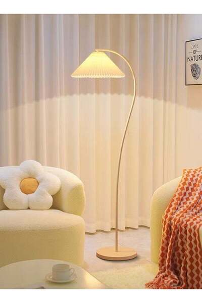bolivia's LED Floor Lamp with Pleated Shade, Modern Stand Light with Warm Lig...