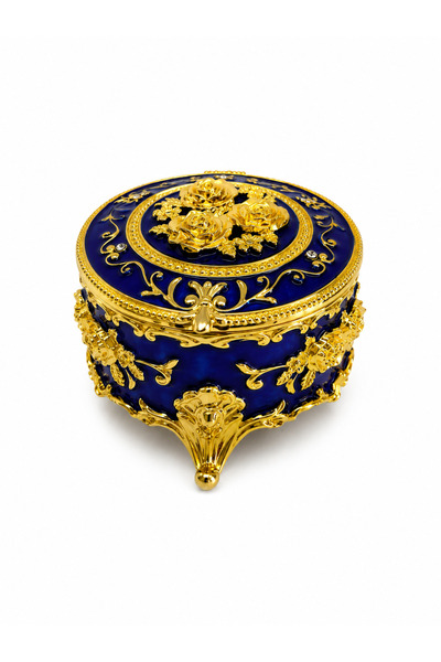 taru pasaj Round Colorful Gold Embroidered Jewelry Box