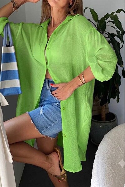 Suziş Green Long Shirt Pareo 307