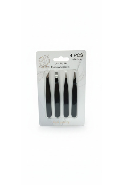 Soft Velvet Eyebrow Tweezers 4 Pieces Black