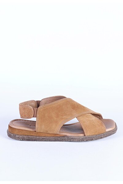 Hayati Arman Women's Genuine Leather Flat Sandals with Elastic Back Strap and...
