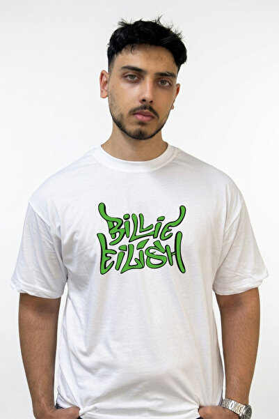 Anetos Billie Eilish_140 Design Printed Oversize White T-Shirt