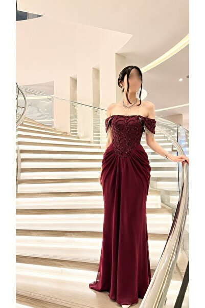 Jood Luxury Embroidery Off Shoulder Evening Dress