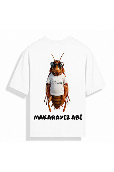 Violon White Makarayız Abi Printed Oversize T-Shirt