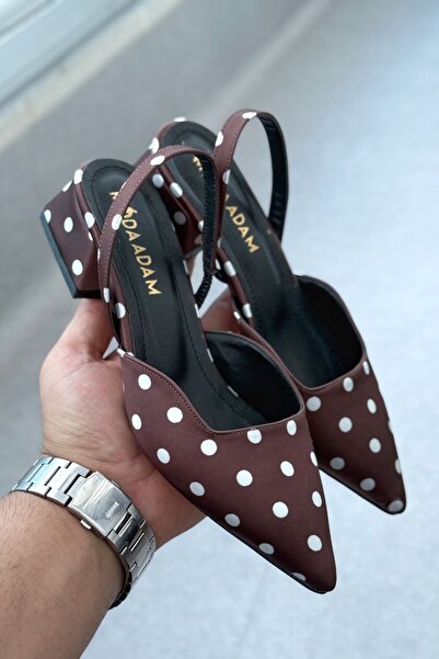 MODAADAM Women's Monaco Low Heel Shoes - Polka Dot-Brown