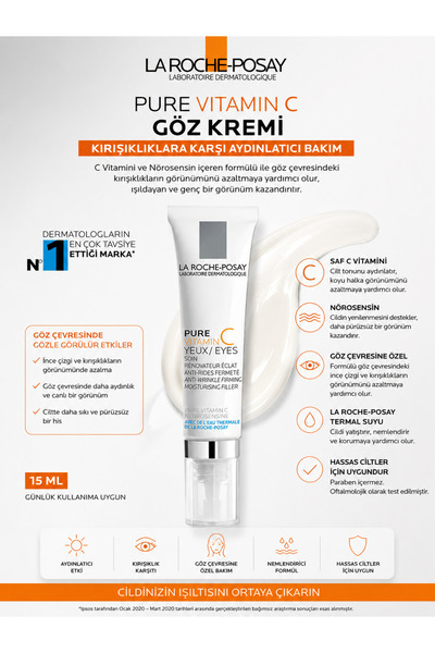 La Roche Posay Redermic C Eye Contour Cream 15 ml - Anti-Aging Intensive Care...