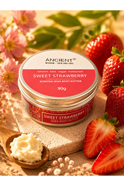 Ancient Wisdom s.r.o. Unt de Corp cu Shea Sweet Strawberry 90 g – Vegan, Hidr...