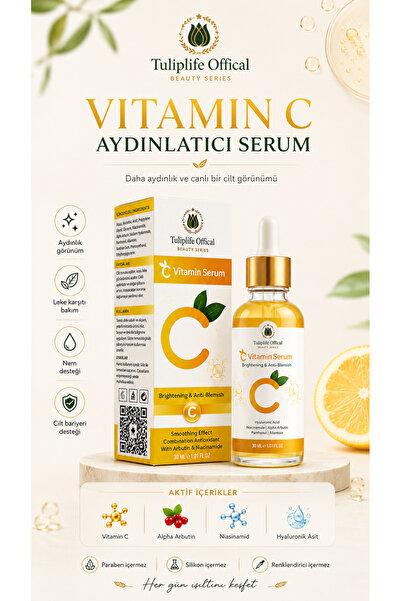 Tuliplifeoffical Vitamin C Aydınlatıcı Serum 30 ml – Vitamin C, Alpha Arbutin...