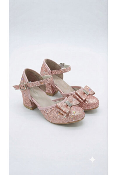 PATİK BEBE Girls' Pink Colored Mini-Heel Comfortable Stylish Dress Shoes
