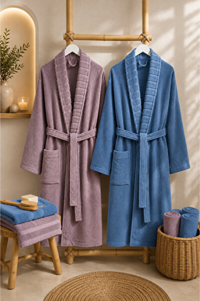 Elovias 2'li Carla Havlulu Bornoz Seti | 2 Adet Unisex Bornoz + 2 Adet 50x90 ...