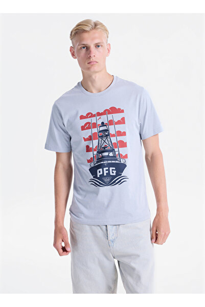 Columbia CS0506 CSC M PFG WAKE MAKER SS TEE Gri O Yaka Baskılı Erkek T-Shirt