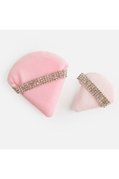 Beauty Set 2 bureteți pentru pudră, roz, cu bandă decorată cu strasuri – fixa...