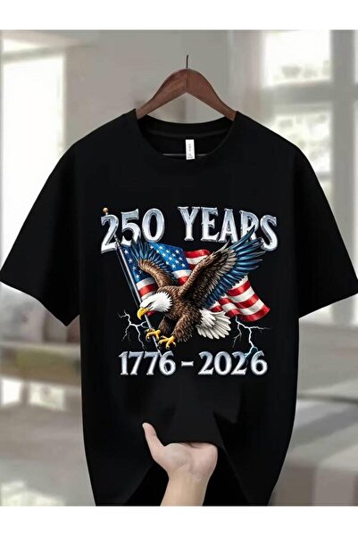 1001 Line Navy Round Neck Featuring an Design 250 Years 1776 - 2026 United St...