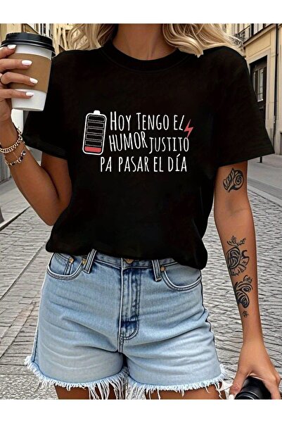17 seramik تي شيرت مطبوع عليه عبارة "My Humor's Just Enough to Get Through Th...