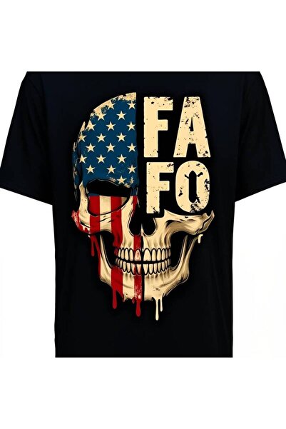1001 Line FAFO Skull T ShirtSame Style Men Unisex 2025 Summer Shortsleeved Pr...