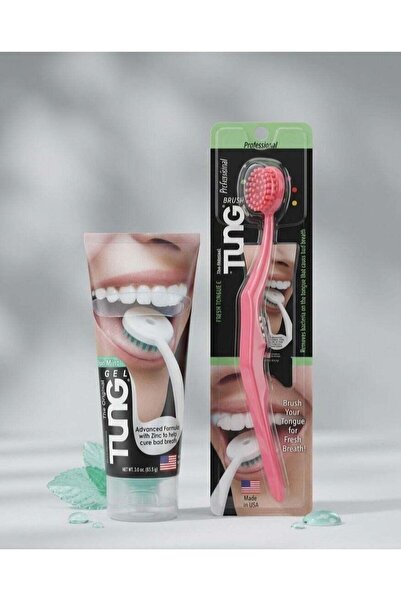 Tung Tongue Cleaner Gel with Mint Flavor and Multi-color Tongue Brush, Advanc...