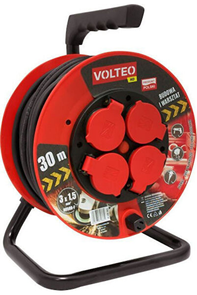 Volteo Cablu prelungitor impermeabil pe tambur 50m roșu