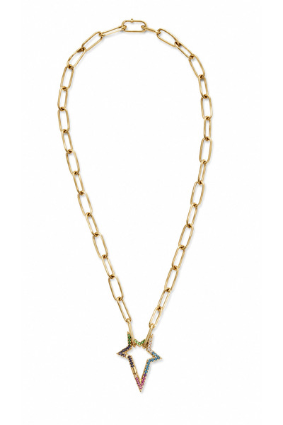 POSEİDONS JEWELLERY Gold Color Stainless Steel Women's Necklace with Colorful...