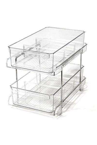 MACVI Organizator transparent pentru frigider cu sertare glisante, 2 niveluri...