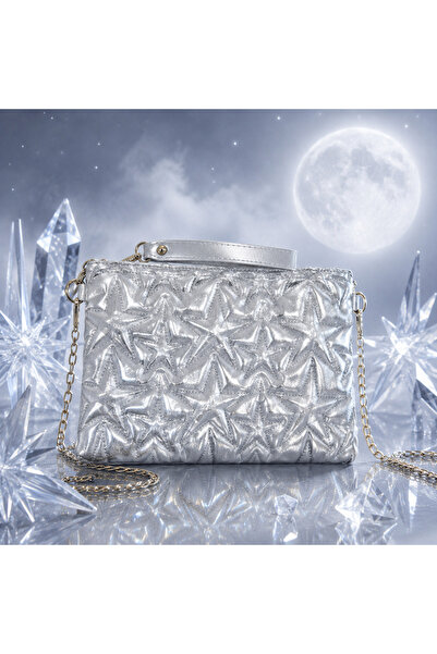 ZİVORA Women's Star Patterned Quilted Portfolio Bag with Chain Strap and Zipp...