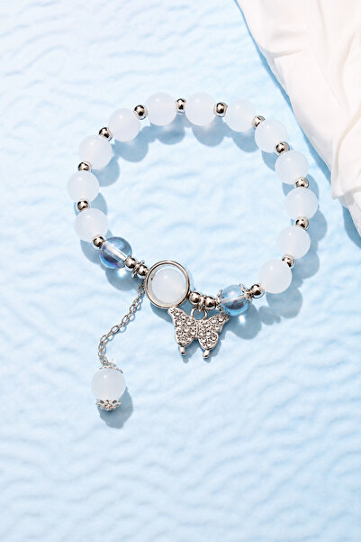 TREND COLLECTİON Beaded Butterfly Figured Women's Bracelet Silver Color Stone...