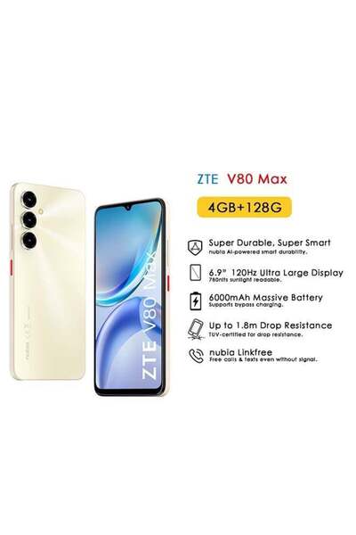 ZTE V80 Max 6.9-inch Aurellia Gold HD+ 120Hz 4G+4G RAM 128GB 6000mAh 50MP AI ...