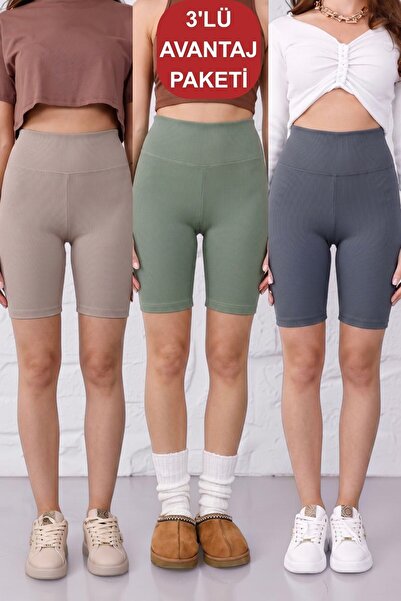 Mijja 3-Pack Women's No-Show Extra Flexible High Waist Biker Ribbed Shorts Le...