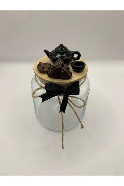 renklidüşler Coffee Jar with Black Teapot Figure (1 Piece)