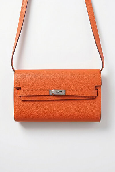 Levidor Genuine Leather Women's Handbag with Attachable Strap Orange Lv910125