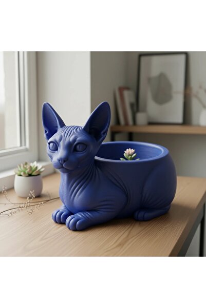 OEM Mini ghiveci decorativ Pisica Sphynx, Suport Plante si Suculente