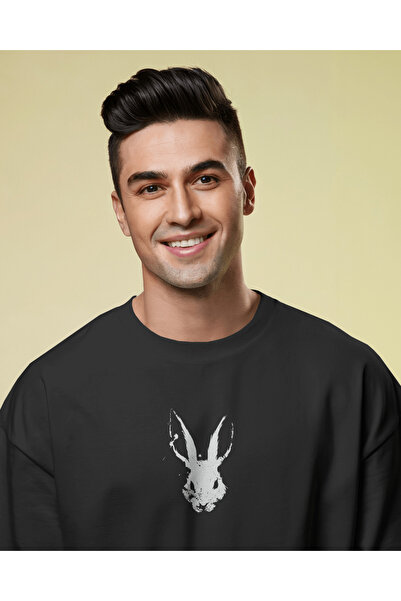 buzagi Doom Rabbit Oversize Unisex Black T-Shirt