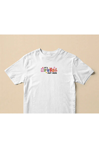 buzagi Brutal Out There Regular Unisex White T-Shirt