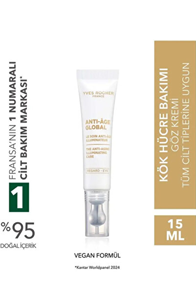 Yves Rocher Anti-Age Global Eye Cream 15 ml - Moisturizing and Firming Anti-A...